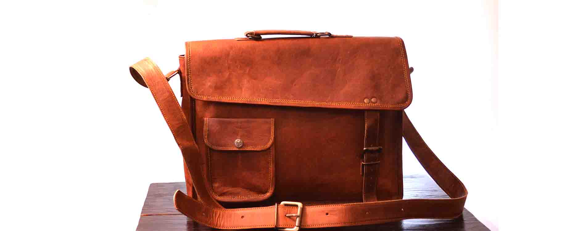 Rhinoland Genuine Leather Vintage Laptop Bag 15" Messenger Handmade Briefcase Satchel Bag Cross body Shoulder Bag